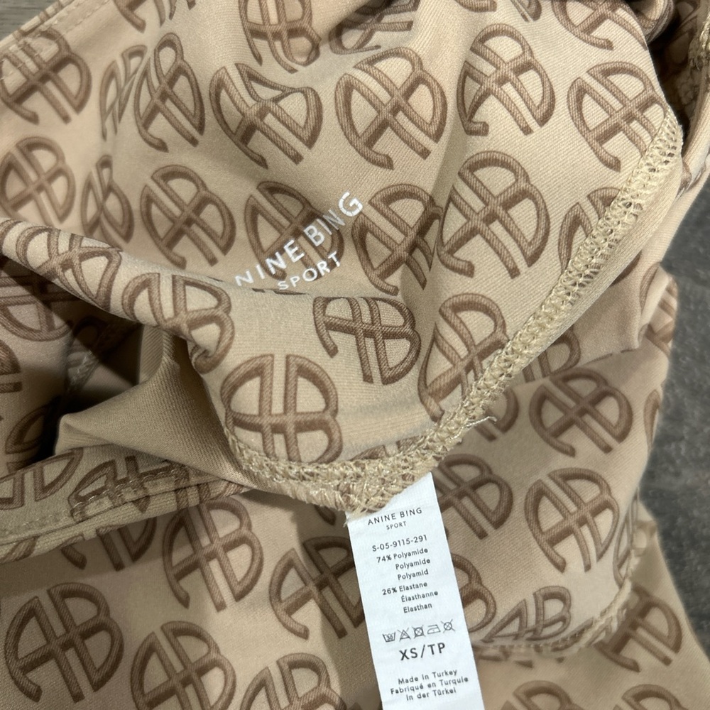 Anine Bing Logo Print Beige Workout Set - Picture 5 of 6